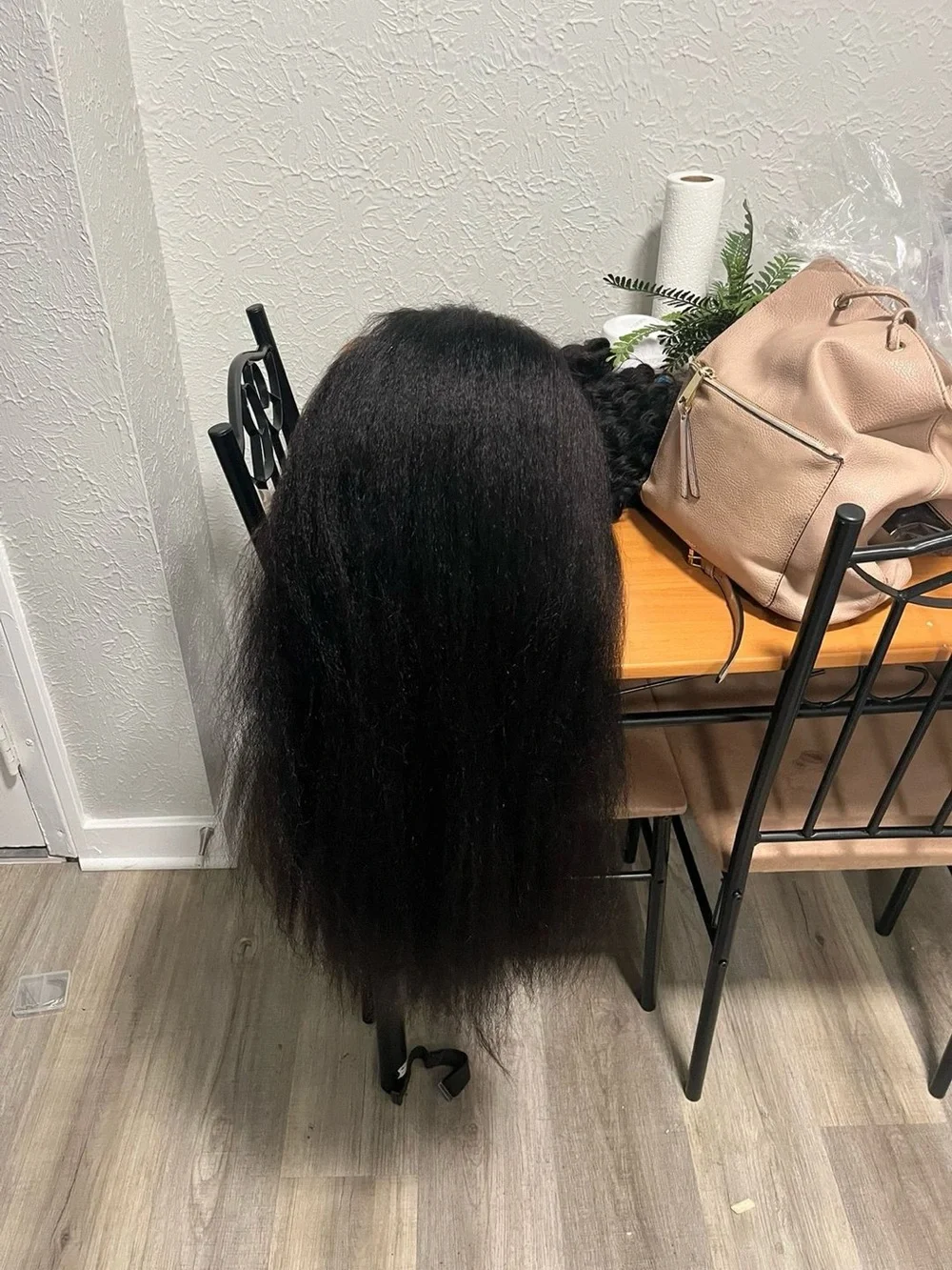 Natural Black Kinky Straight Lace Front Wig - Human Hair